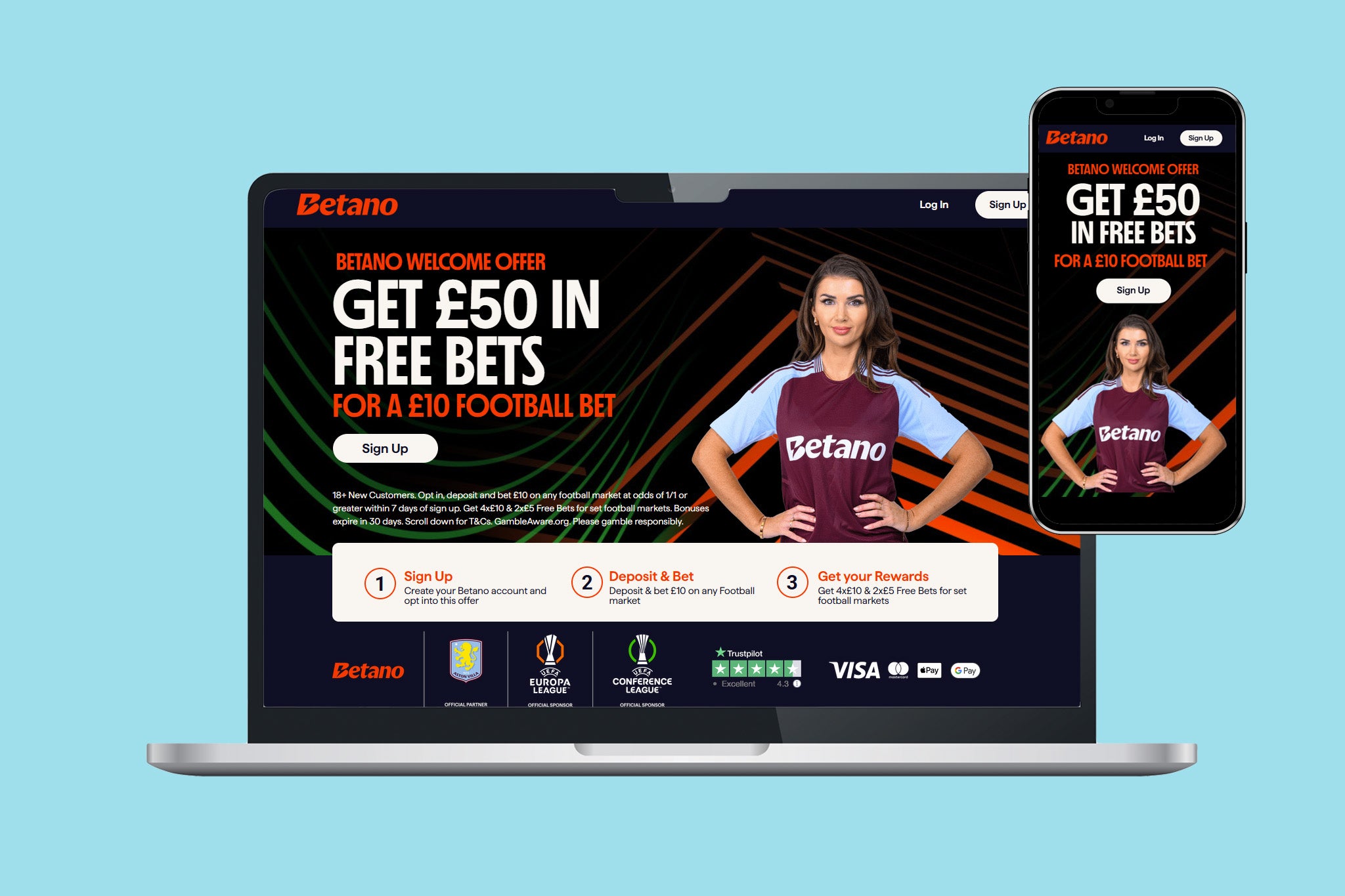 Newcomers can get £50 in free bets after an initial £10 bet