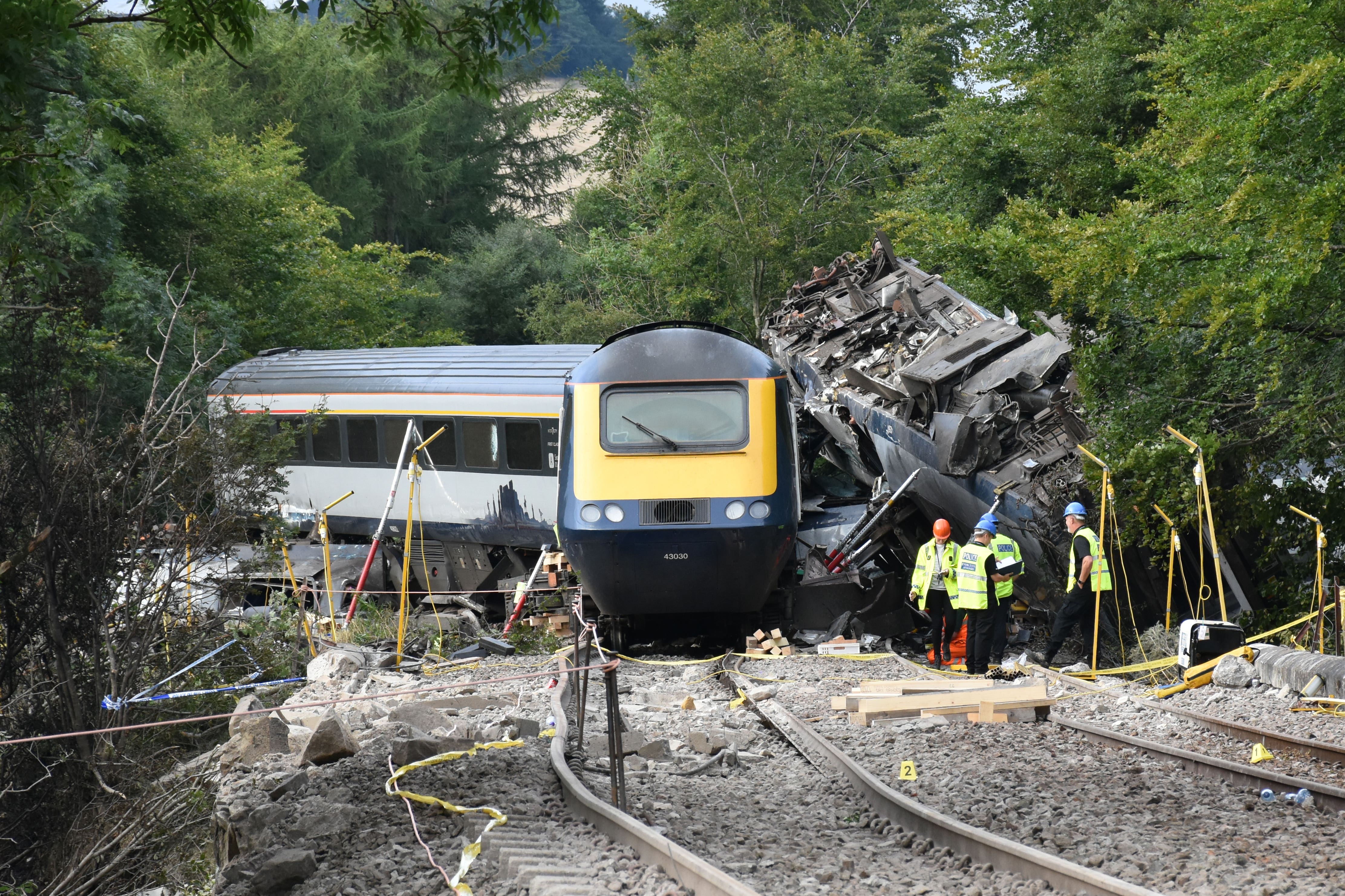 The train derailed during torrential rain in August 2020 (Rail Accident Investigation Branch/PA)
