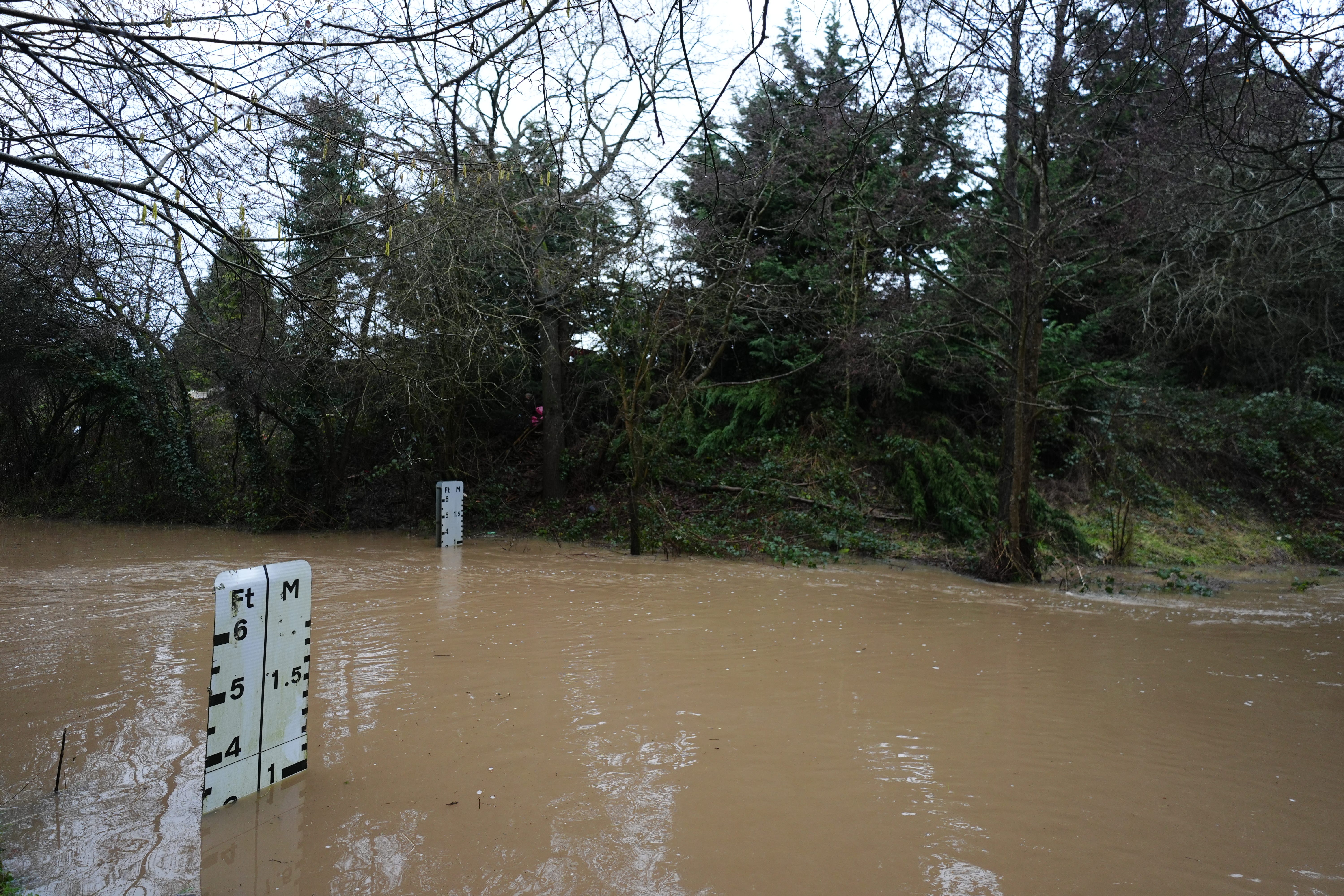 Houndsfield Lane in Birmingham, which has been flooded by the overflowing ford (Jacob King/PA)
