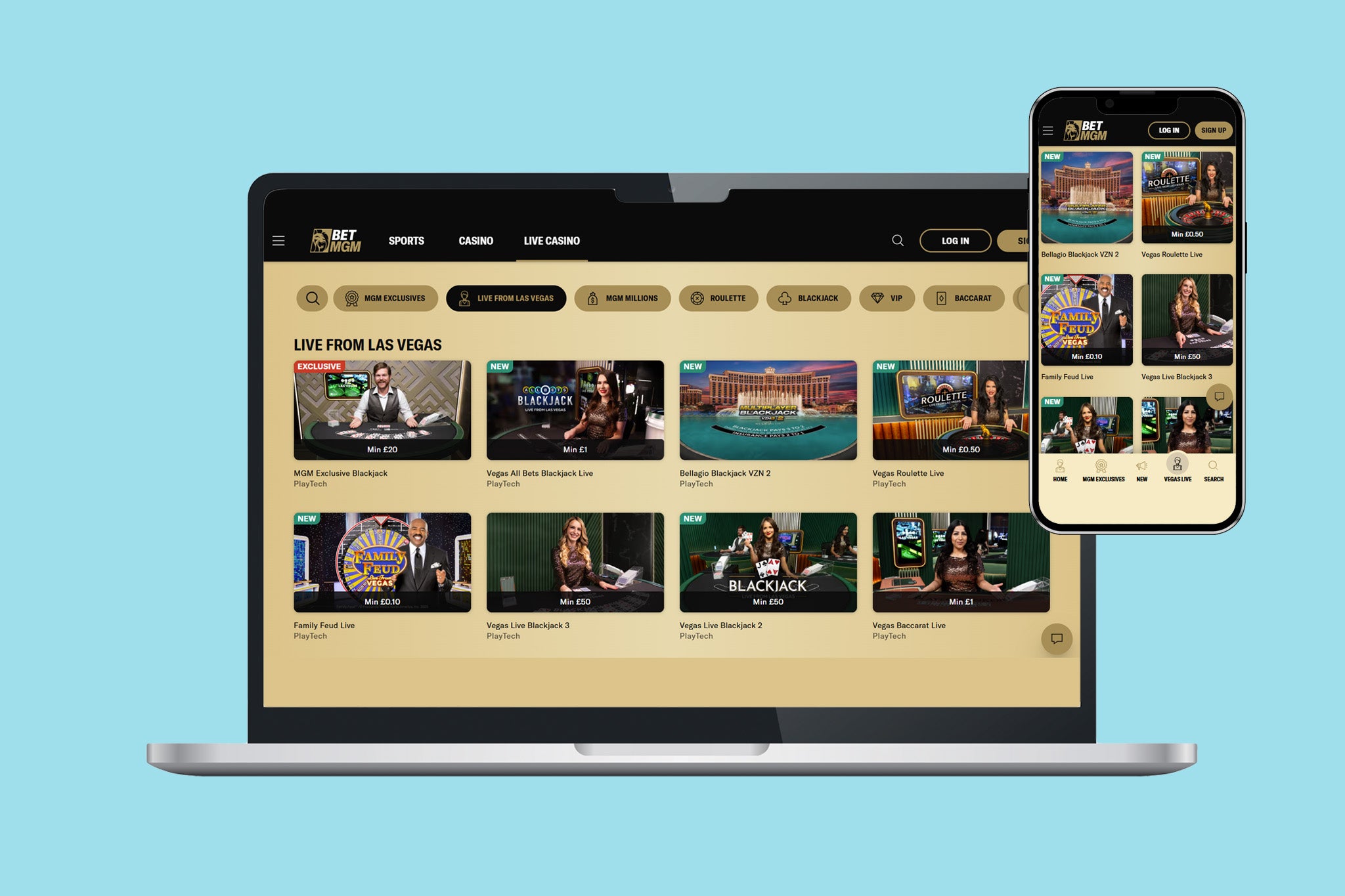 The BetMGM live online casino is inspired by the company’s Vegas heritage