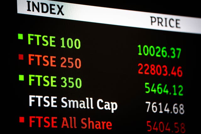 The FTSE 100 index closed up 58.95 points, 0.6%, at 10,207.80 (PA)