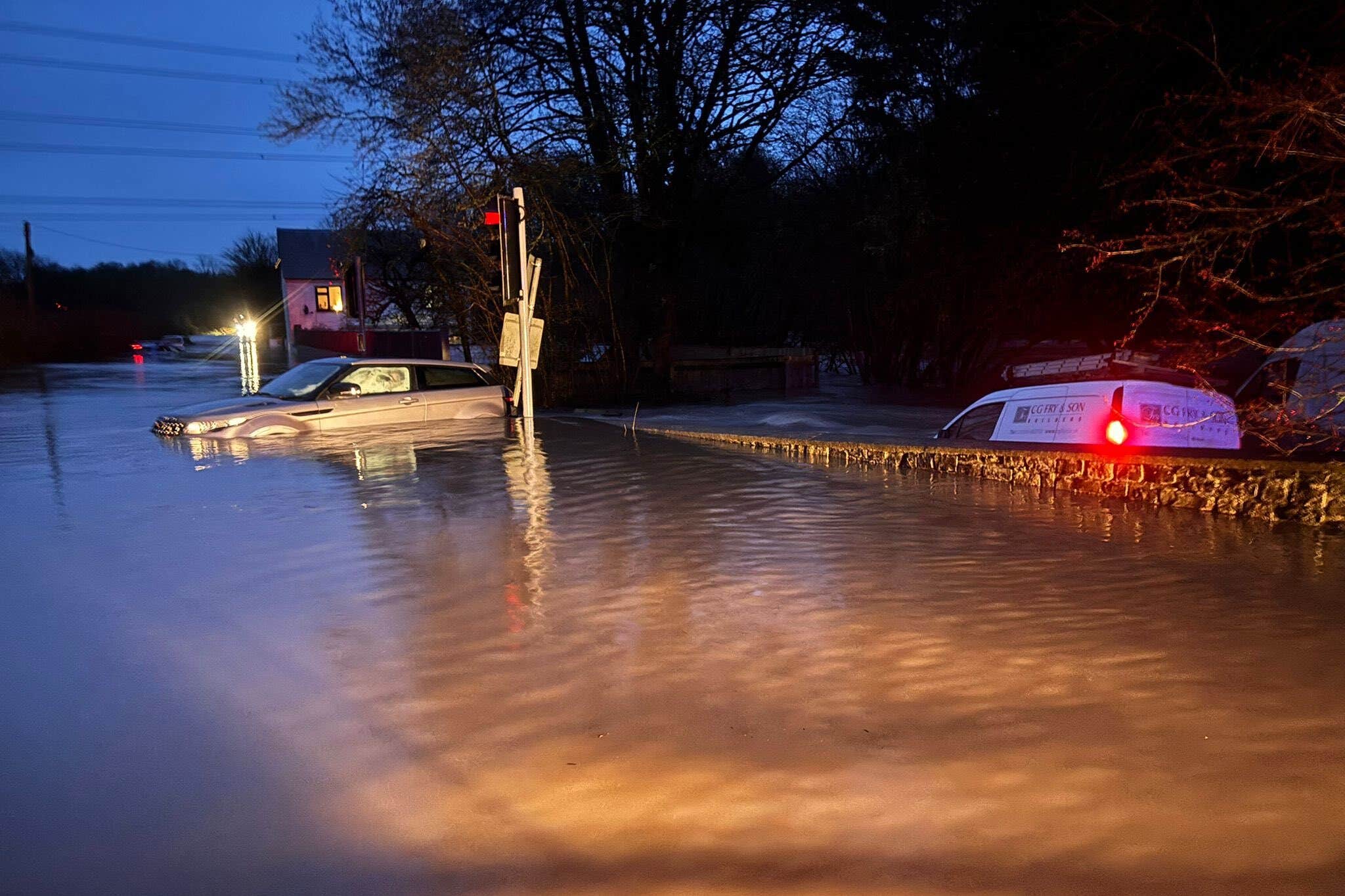 Axminster Fire Station posted images of multiple vehicles in floodwater on Facebook (Axminster Fire Station/PA)