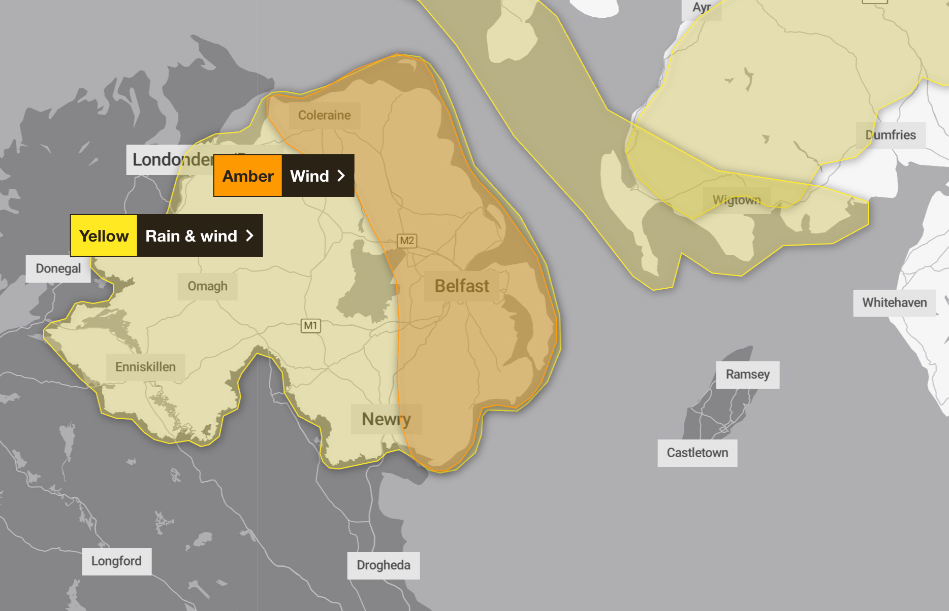 Multiple hazards: Met Office warnings across Northern Ireland and southwest Scotland
