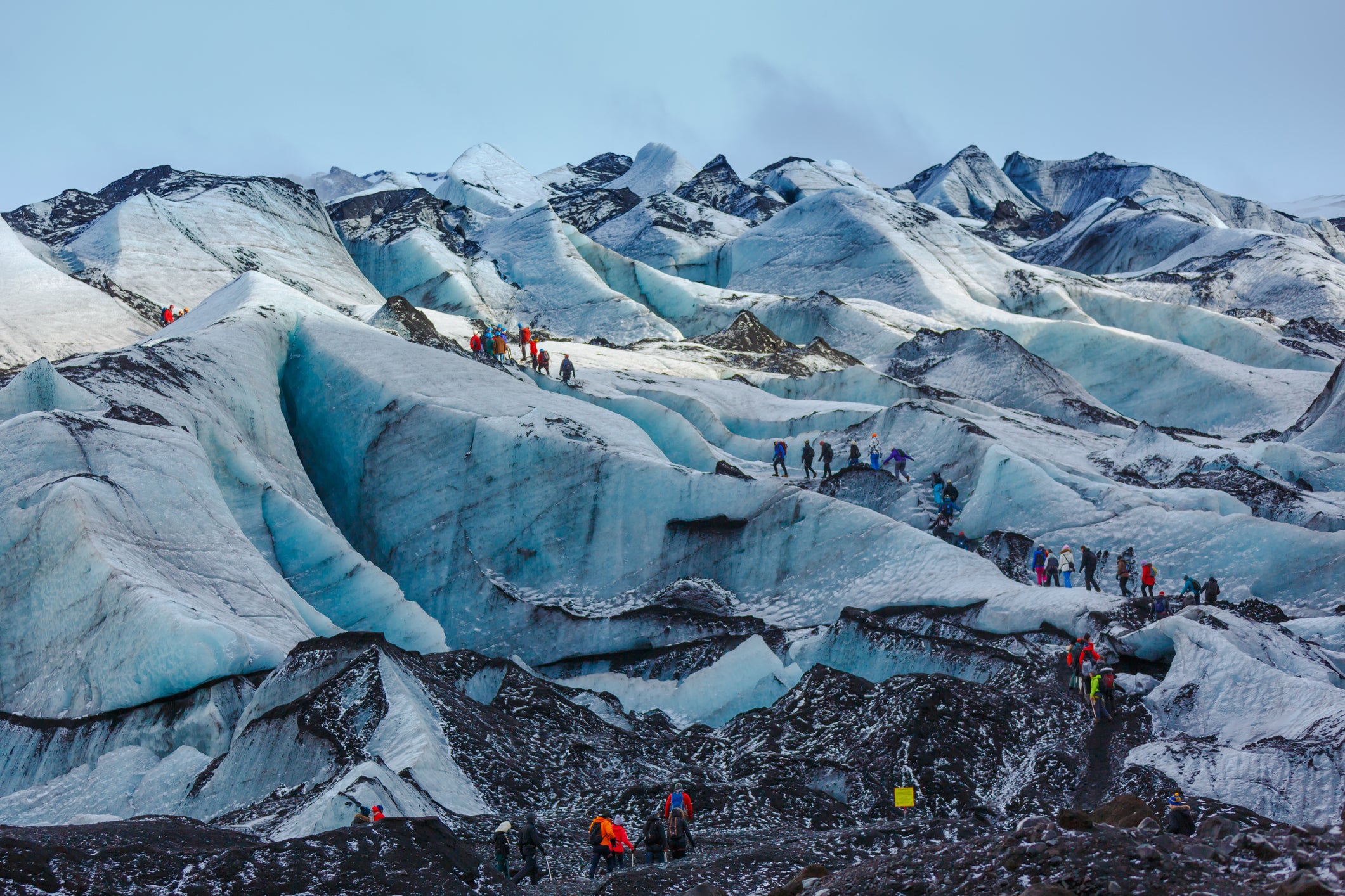 Glacier tour bookings are up by 29 percent. Pictured are hikers on the S&oacute;lheimaj&ouml;kull glacier in Iceland
