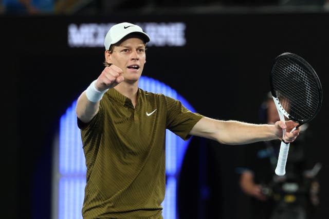 <p>Jannik Sinner celebrates reaching the Australian Open semi-finals</p>