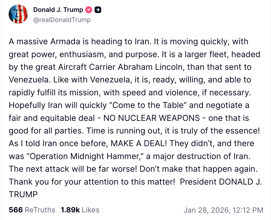 トランプ対イラン最新情報：大統領が「時間はなくなりつつある」と警告、無敵艦隊は出撃中