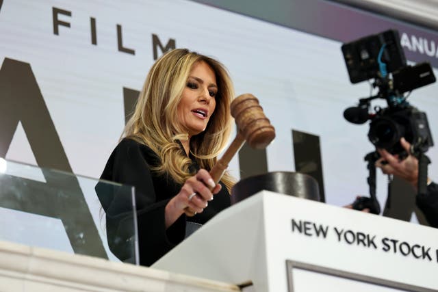 <p>Melania Trump, seen ringing the opening bell at the New York Stock Exchange, has promised an intimate look into her life in the run-up to her husband’s second inauguration</p>