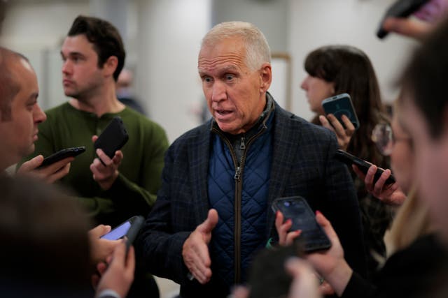 <p>Sen. Thom Tillis (R-NC) talks with reporters about the shooting death of Alex Pretti by federal agents. He said he took Trump labeling him a ‘loser’ as a badge of honor</p>