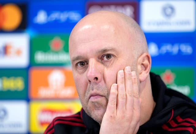 <p>Arne Slot in his Champions League pre-match press conference this week</p>