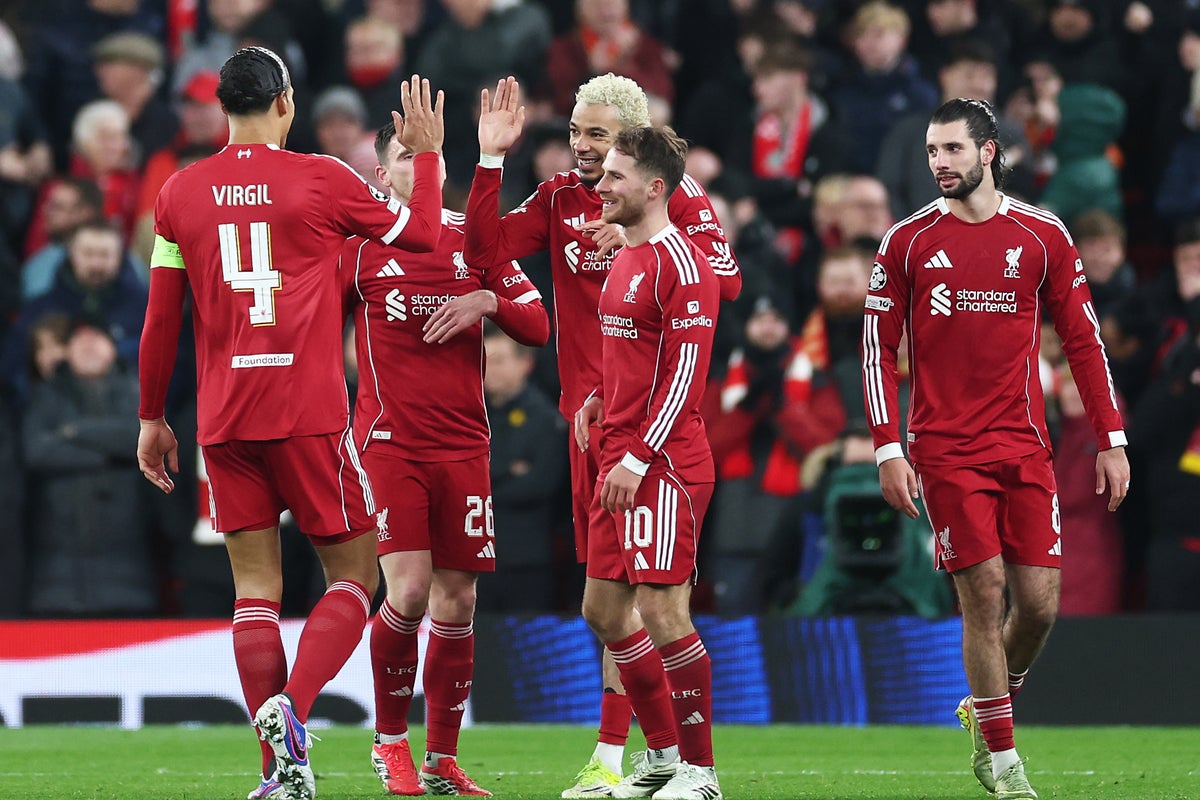 Liverpool vs Qarabag live: Mac Allister adds fifth as hosts cruise into top eight of Champions League