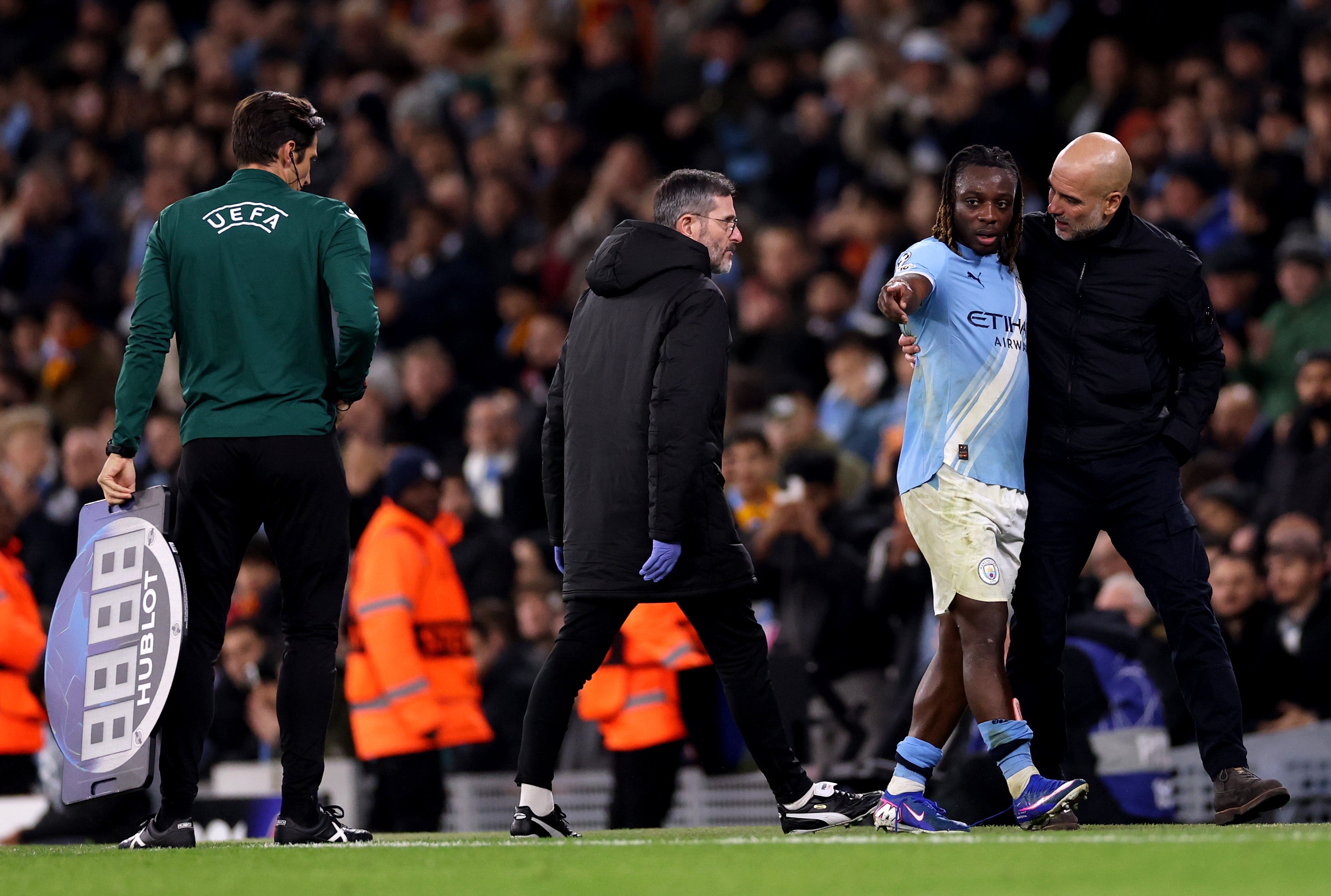 Jeremy Doku&rsquo;s early exit against Galatasaray hits Man City with fresh injury blow