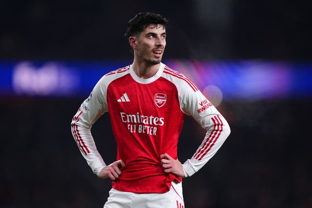 Arsenal’s Kai Havertz scored his first goal in almost a year on Wednesday (Bradley Collyer/PA)