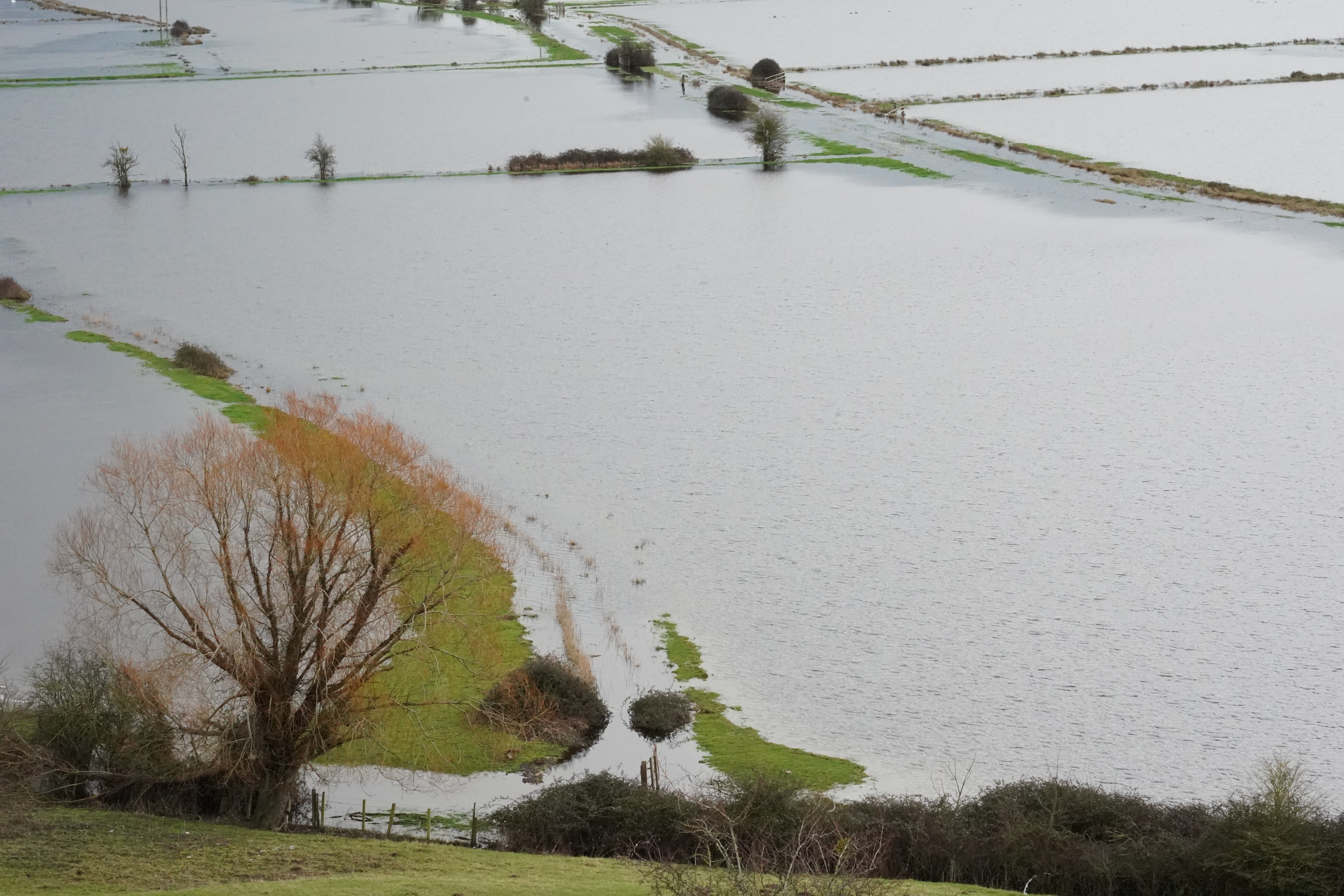 Floodwater in Burrowbridge, Somerset following heavy downpours last week