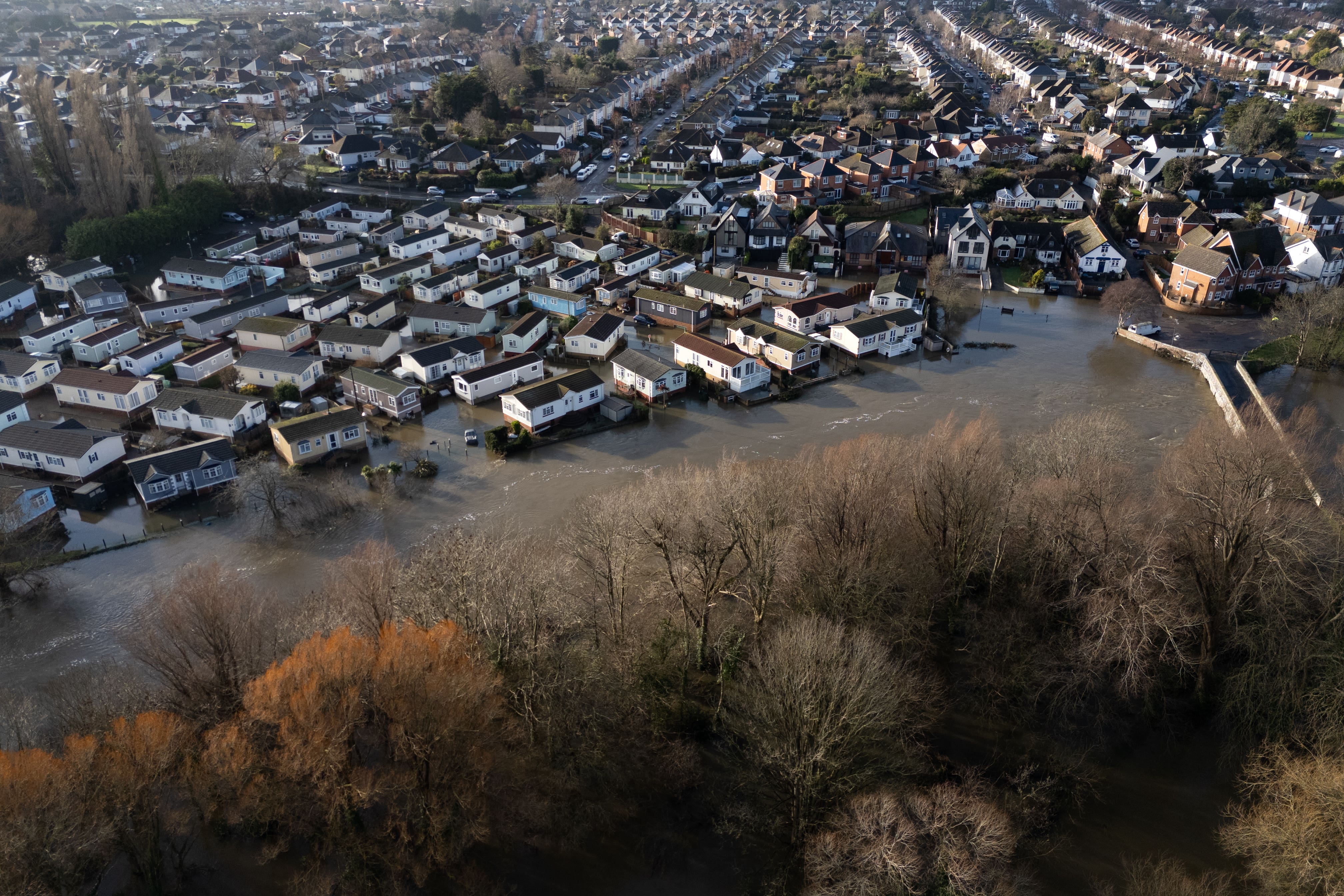 Flooding at Iford Bridge Home Park in Bournemouth (Andrew Matthews/PA)