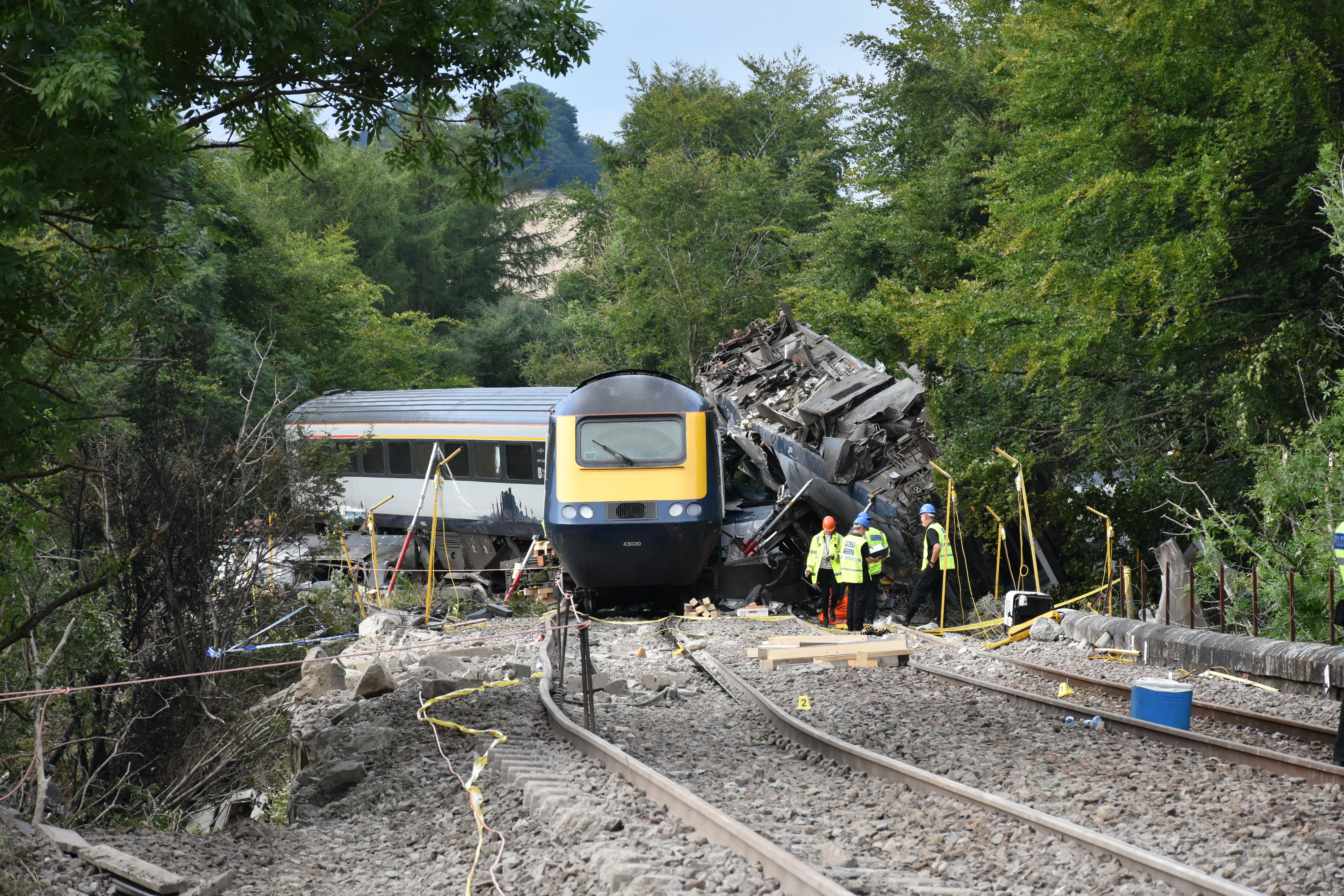 Three people died when the train left the tracks near Stonehaven in August 2020 (RAIB/PA)