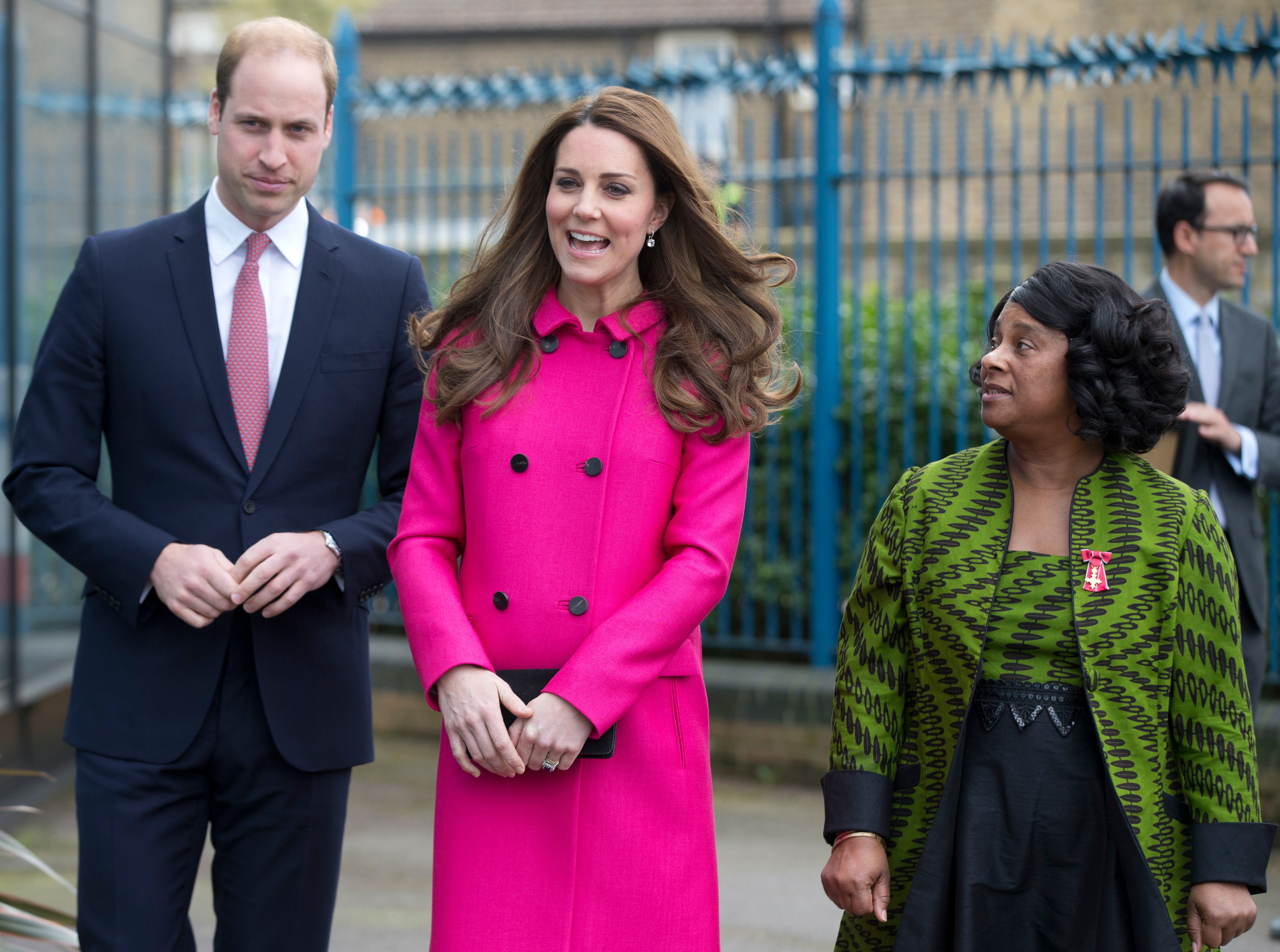 The Duke and Duchess of Cambridge talk to Lawrence as they leave the Stephen Lawrence Centre in Deptford 11 years ago