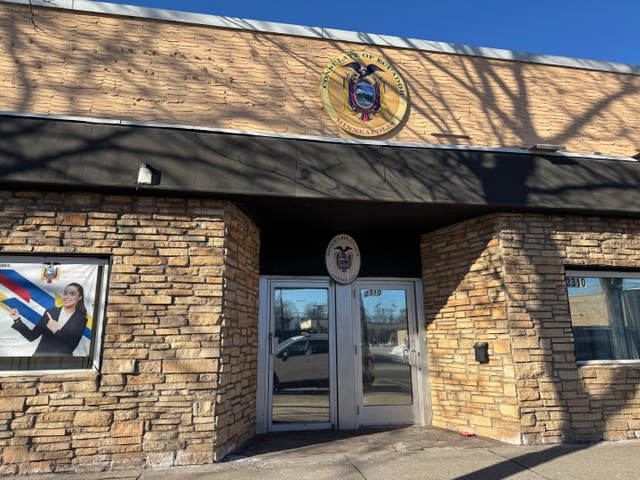 <p>ICE claims officers inadvertently tried to enter the Ecuadorian  consulate in Minneapolis, which they agency says was ‘not clearly marked’ despite large seals on the outside of the building</p>