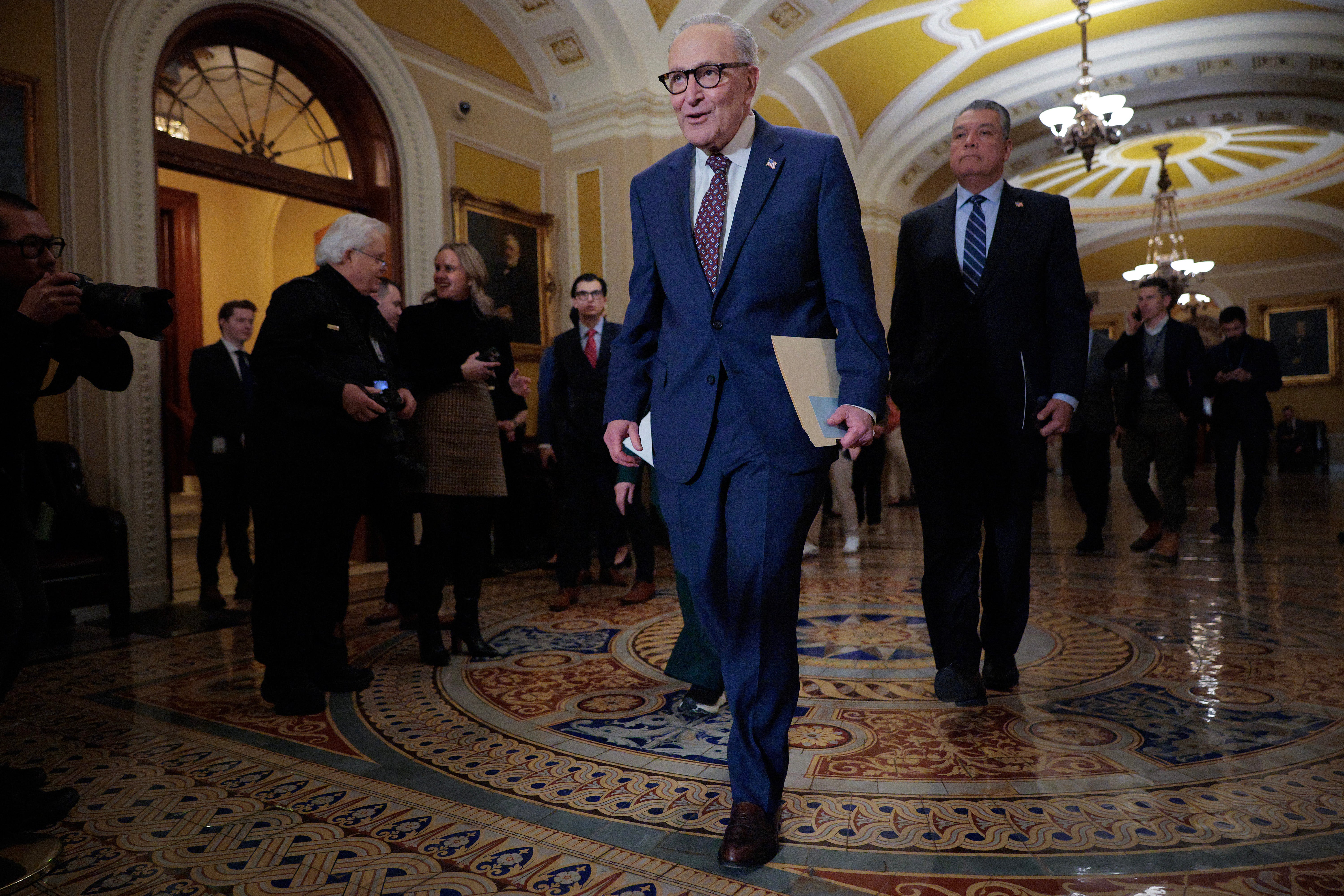 <p>Senate Minority Leader Charles Schumer (D-NY) and Sen. Alex Padilla (D-CA) have been negotiating guardrails for ICE in the Homeland Security funding bill.</p>