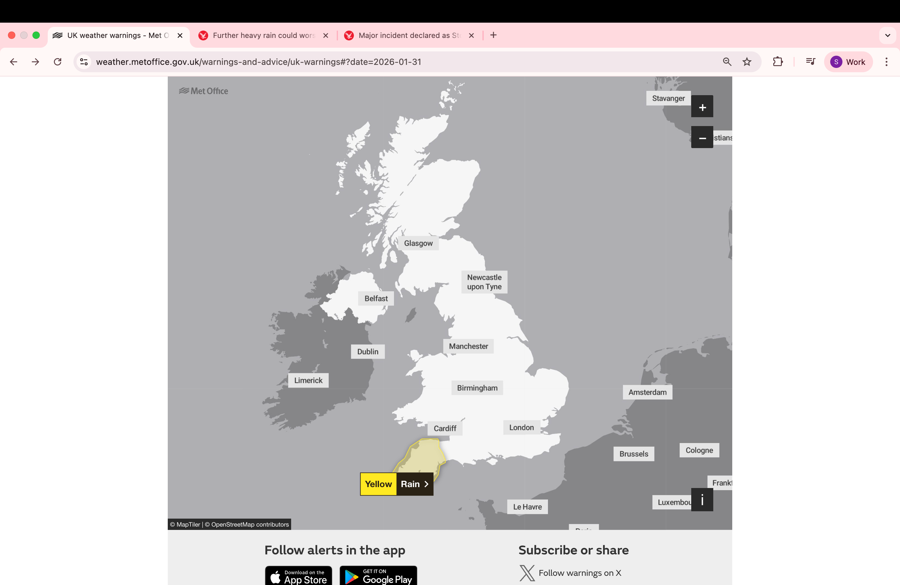 The weather warning on Saturday will cover the following regions in South West England: Cornwall, Devon, Plymouth, Somerset and Torbay