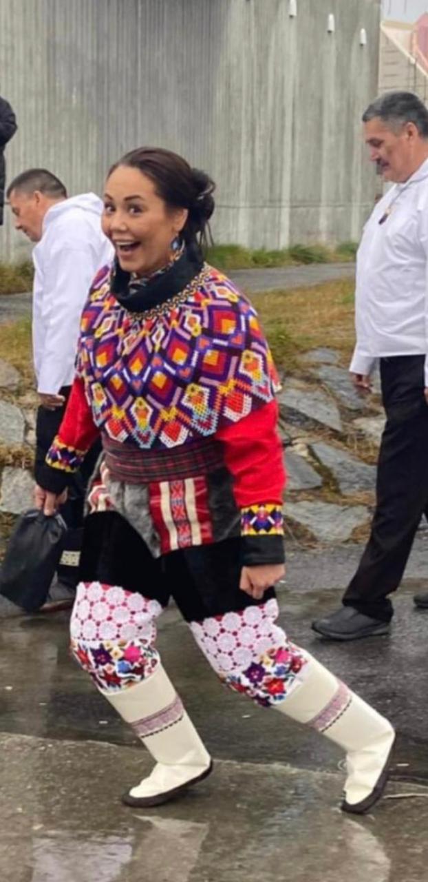 Former Greenland MP Tillie Martinussen in traditional Greenlandic dress. She says that being a territory has allowed Greenlanders to preserve their culture – something that may not have been possible in the U.S.