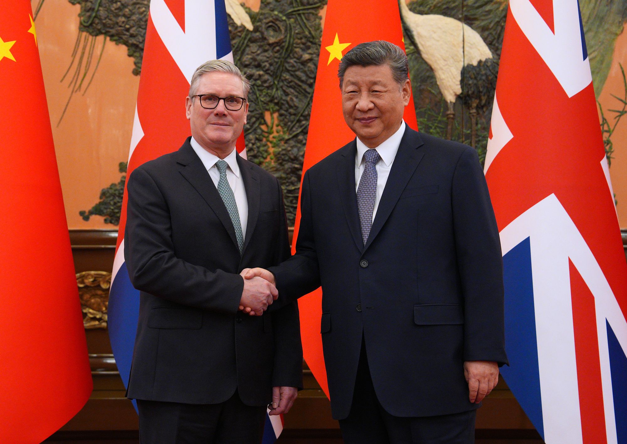 <p>Keir Starmer shakes hands with Chinese President Xi Jinping ahead of a bilateral meeting on Thursday</p>