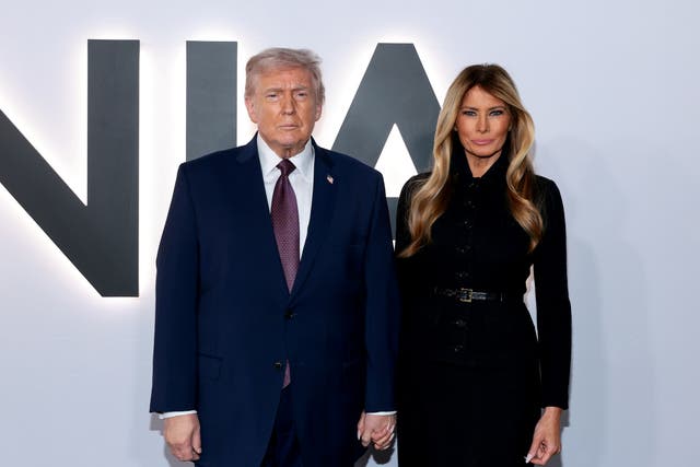 <p>Donald and Melania: The happy couple celebrate the release of the new documentary</p>
