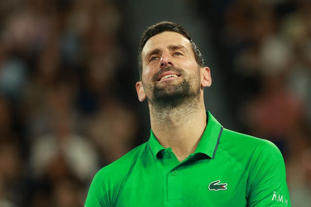 <p>Novak Djokovic during the early going of his Australian Open semi-final with Jannik Sinner</p>