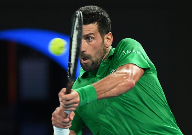 <p>Serbia's Novak Djokovic in action during his semi final match against Italy's Jannik Sinner </p>
