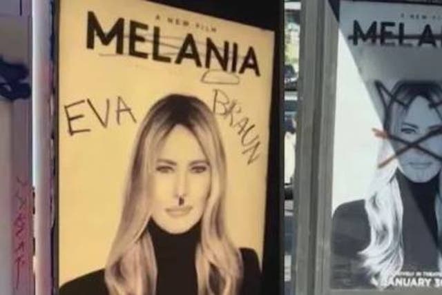 <p>Posters promoting the Amazon documentary Melania were so thoroughly defaced in Los Angeles that the city’s metro officials had to move buses bearing the film’s ads to areas with less graffiti</p>