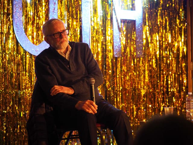 <p>Jeremy Corbyn spoke to a crowd of people at London's historic music venue</p>