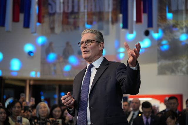 Prime Minister Sir Keir Starmer speaking during a House of UK reception in Shanghai, China (Kin Cheung/PA)