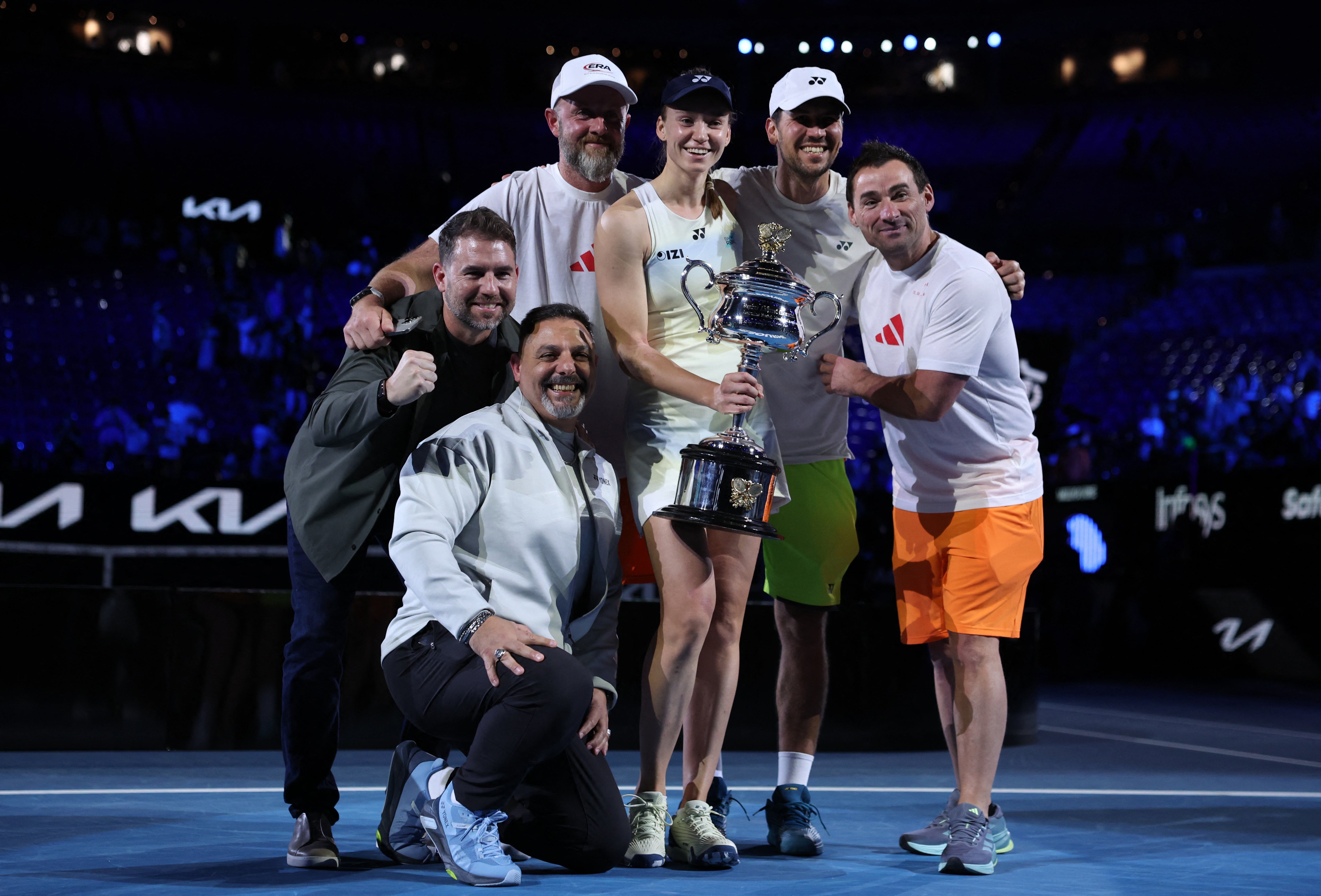 Elena Rybakina’s coach presented with trophy after Australian Open victory