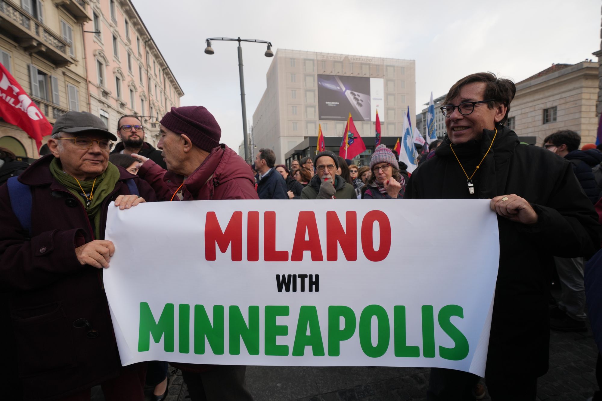 Hundreds of people took to the streets of Milan