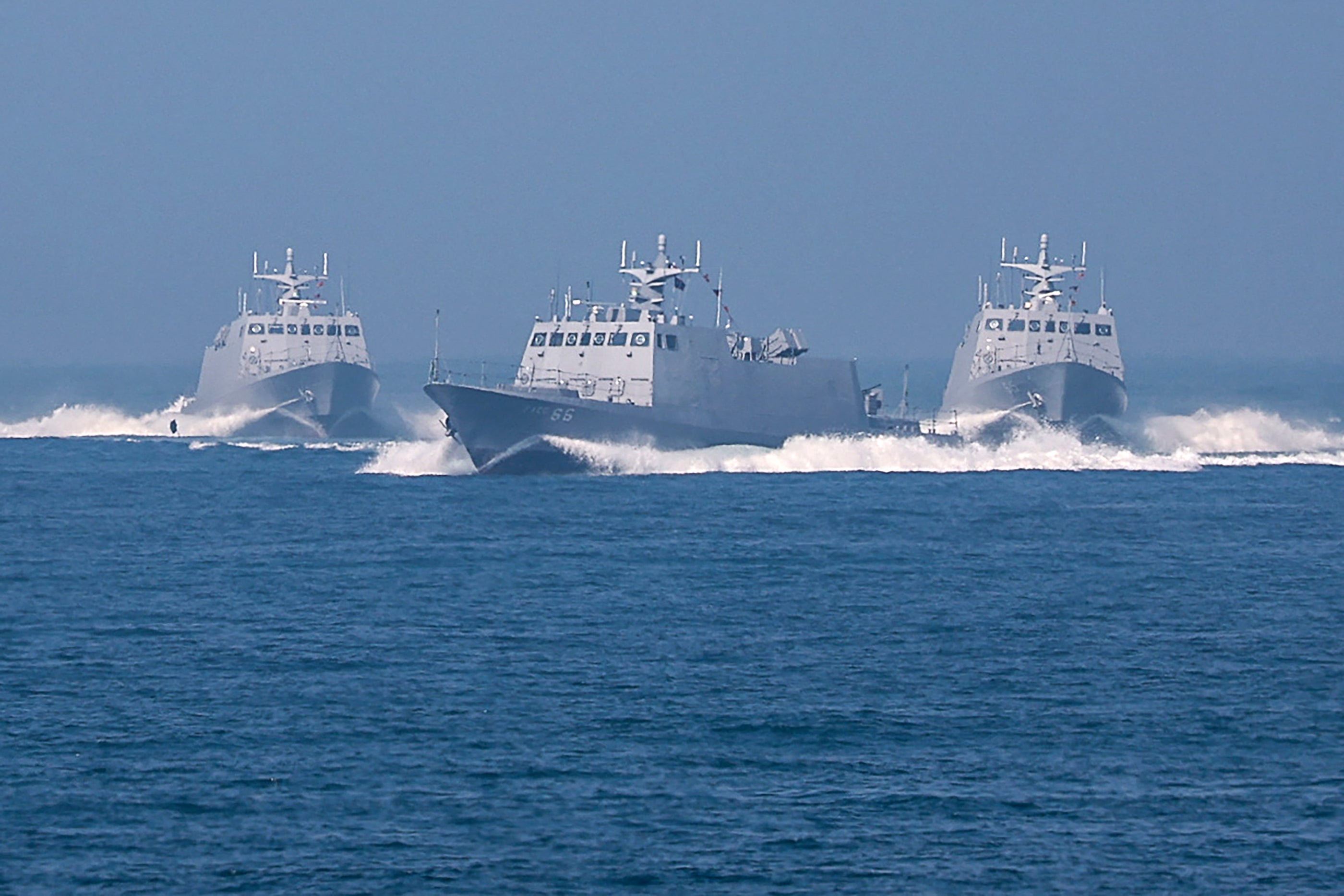 Taiwanese missile boats take part in spring military drills at the Tsoying Naval Base in Kaohsiung on 29 January 2026