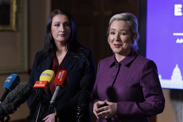 Northern Ireland First Minister Michelle O’Neill MLA, right, and deputy First Minister Emma Little-Pengelly have both spoken about the prospect of a border poll (Liam McBurney/PA)