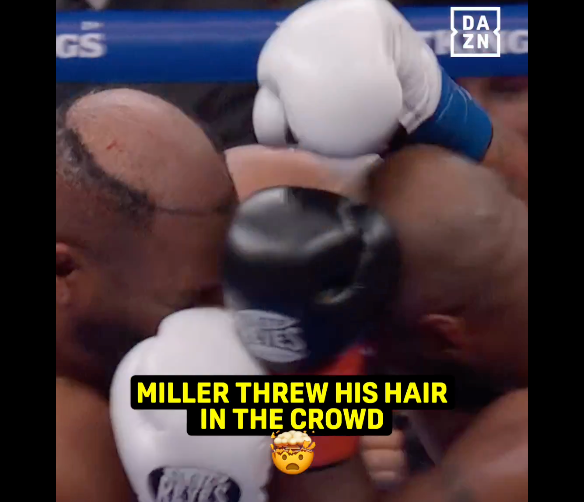 Jarrell Miller&rsquo;s toupee punched off before heavyweight throws it into crowd in Kingsley Ibeh fight