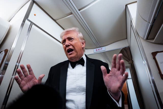 <p>Trump addressed the media on Air Force One on Saturday</p>