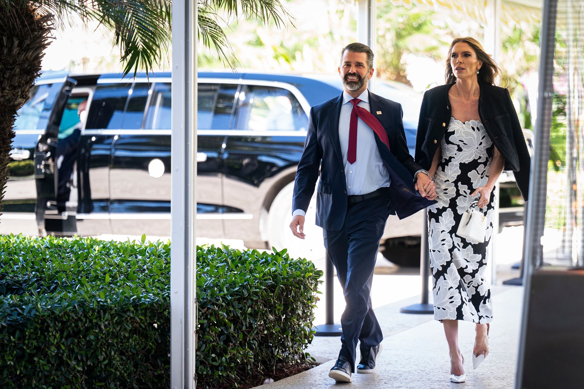 Donald Trump Jr. walked into Mar-a-Lago with his fiancee, Bettina Anderson