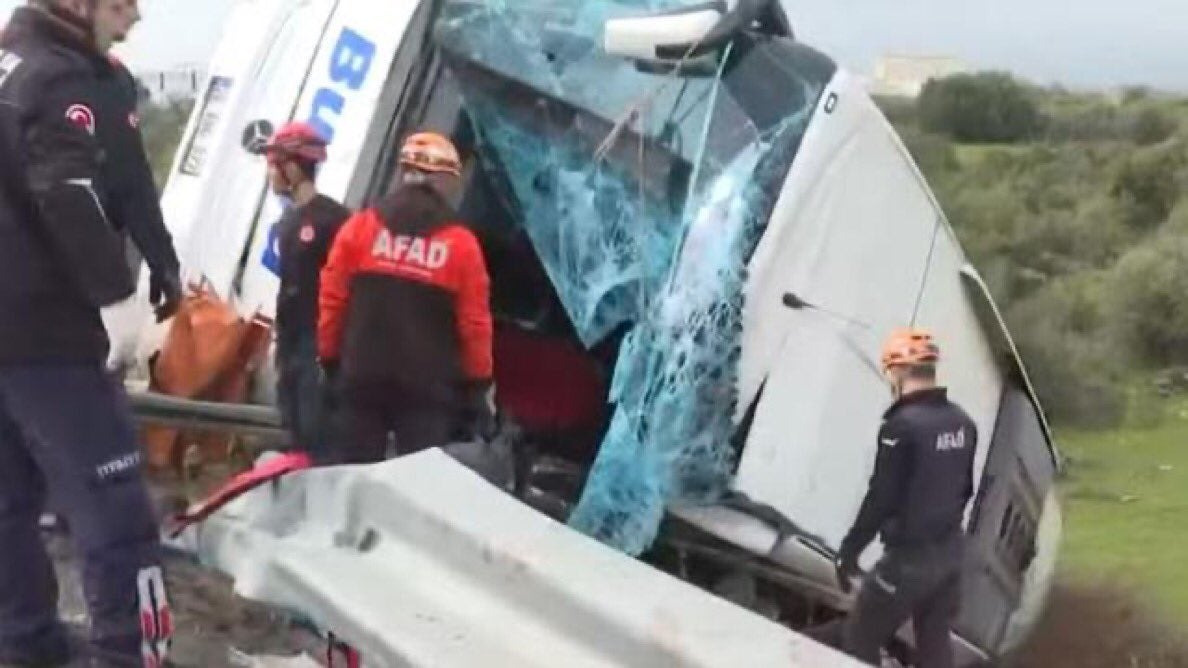 Nine killed as bus rolls in wet conditions in southern Turkey