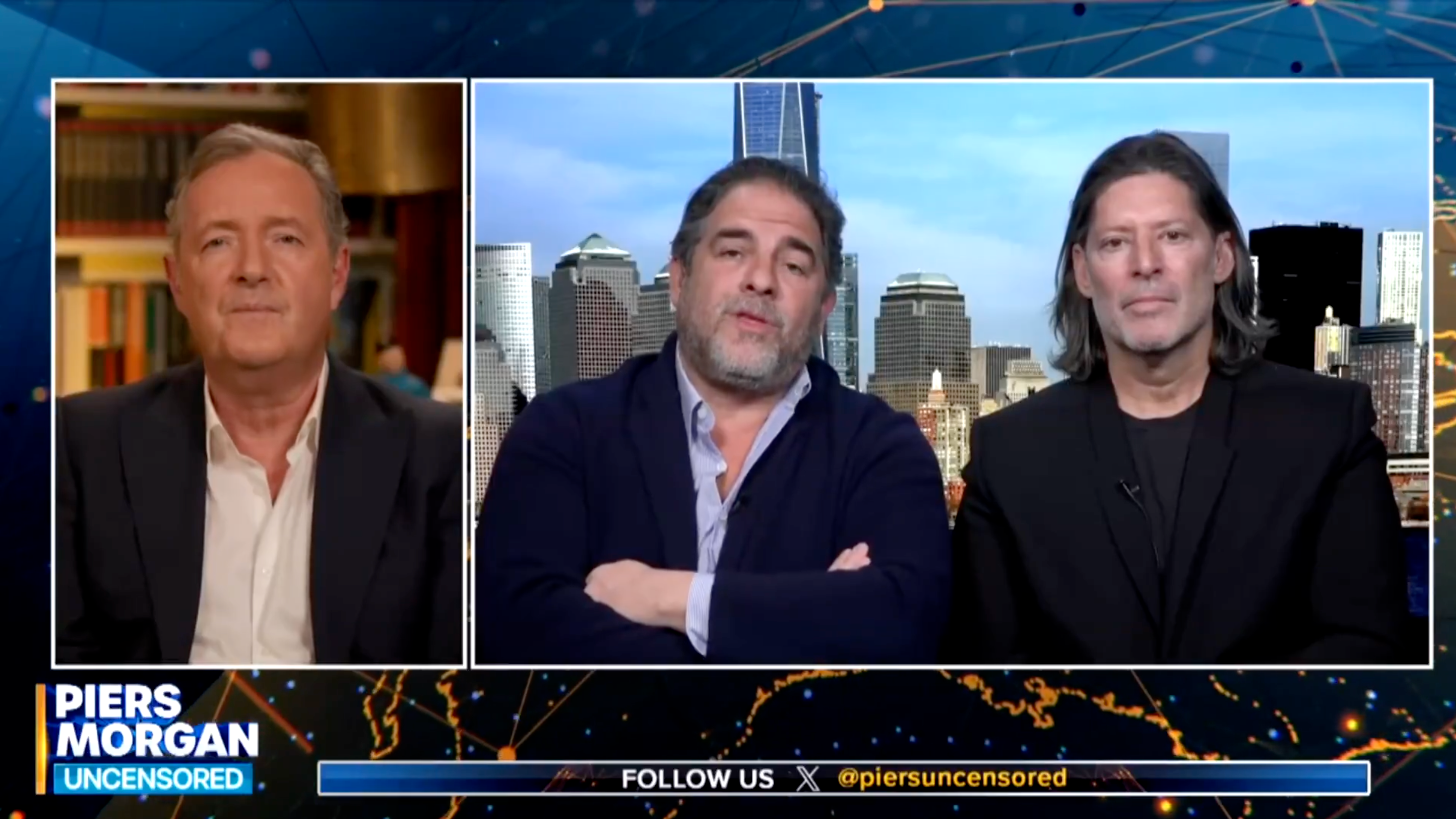 <p>Piers Morgan, Brett Ratner and 'Melania' producer Marc Beckman</p>