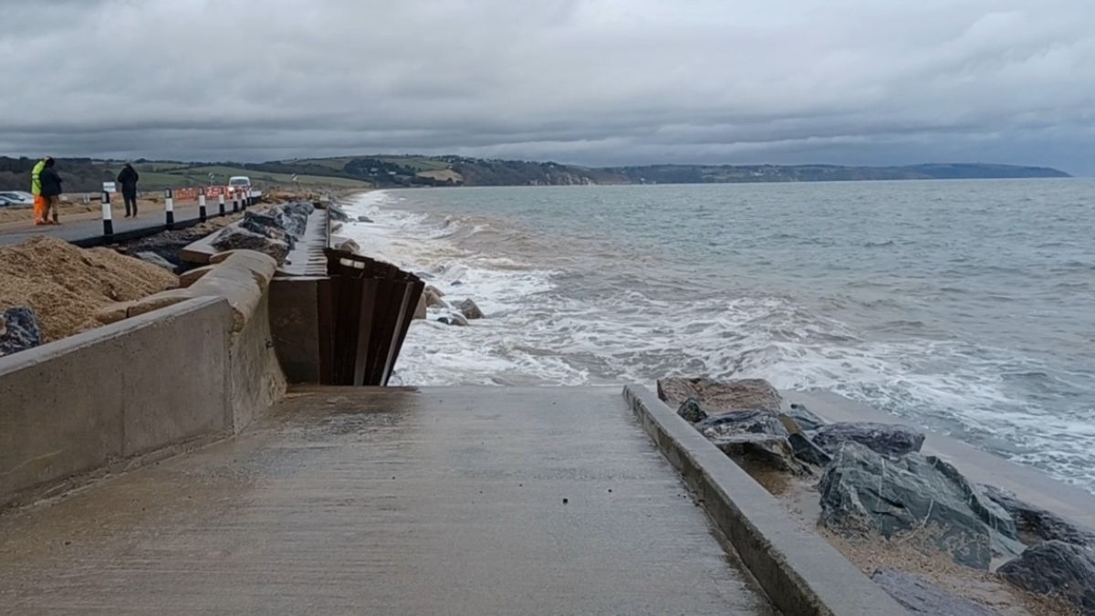 Torcross flood defences were damaged after Storm Chandra