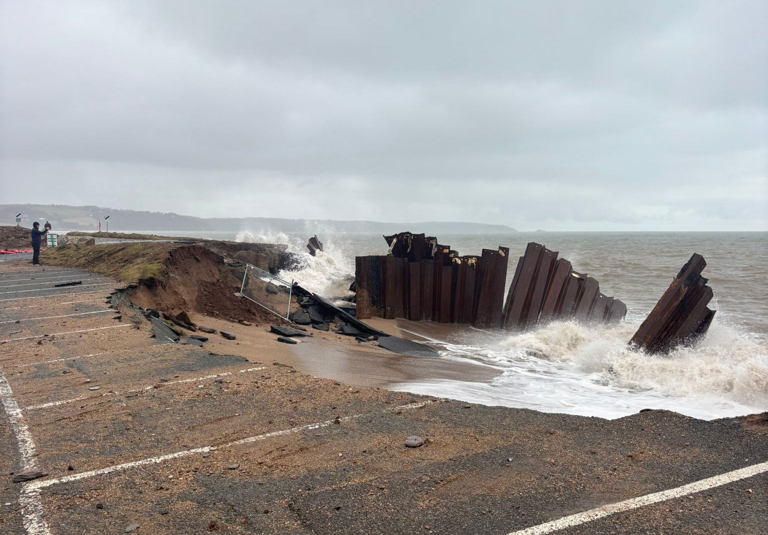 A-road at Devon beauty spot washed into sea by storms