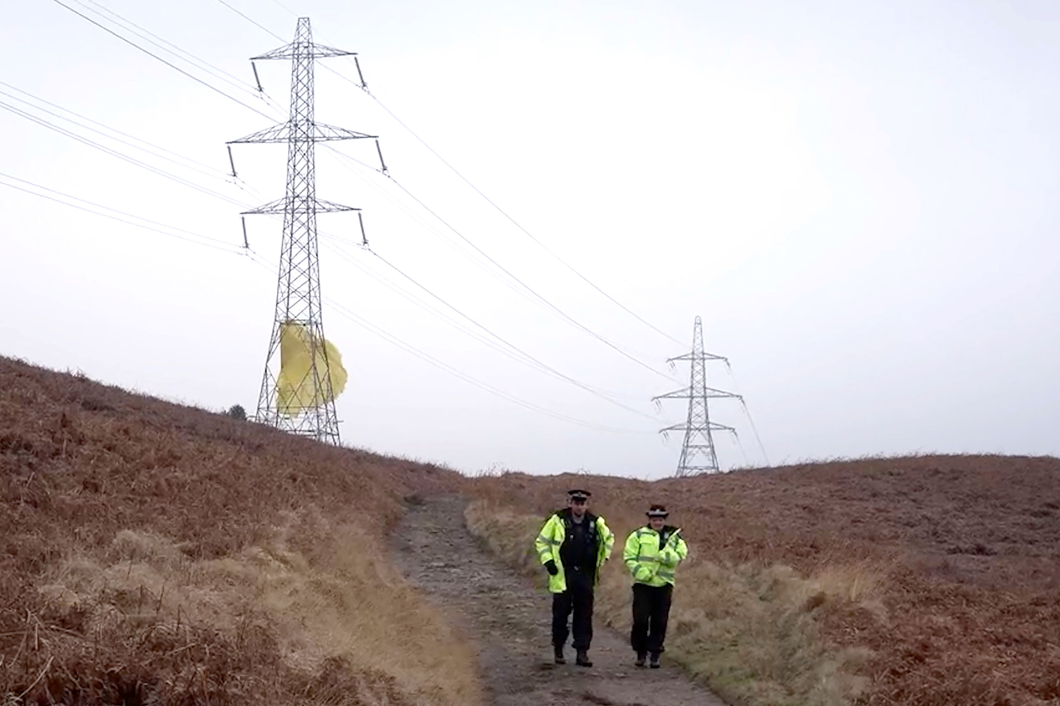 Emergency services near to the scene of a light aircraft crash near Rochdale, Greater Manchester (Richard McCarthy/PA)