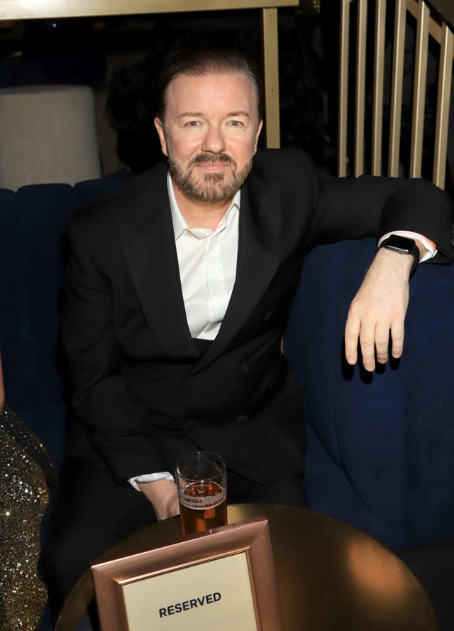 <p>Ricky Gervais attends the 2020 Golden Globes After Party</p>