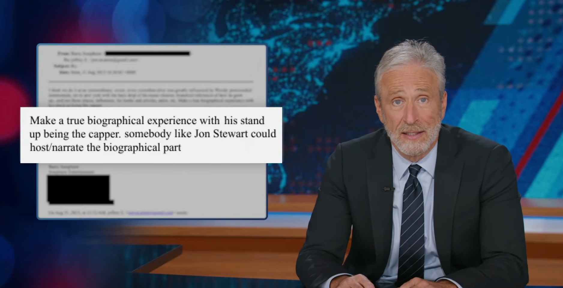 Jon Stewart 'offended' by casual mention in Epstein files