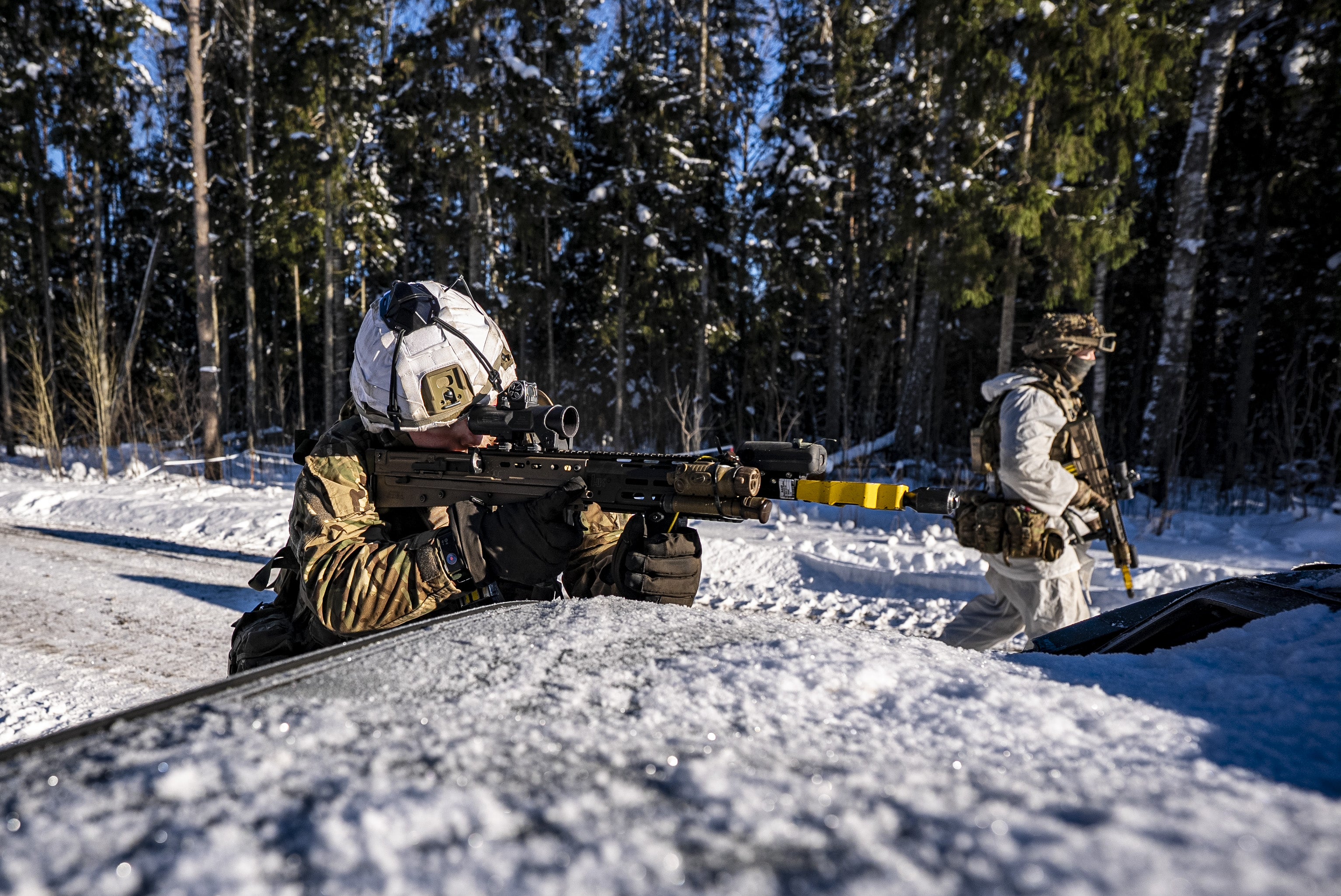 British soldiers are taking part in Exercise Winter Camp, which is part of Operation Cabrit, the UK’s contribution to Nato’s Forward Land Forces in Estonia and Poland