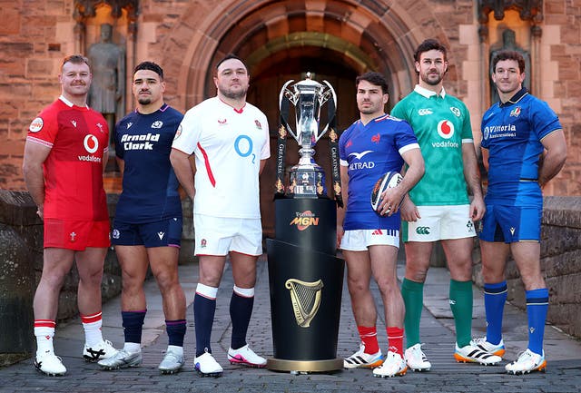 <p>Ireland captain Caelan Doris (right) with France skipper Antoine Dupont at the 2026 Six Nations launch </p>