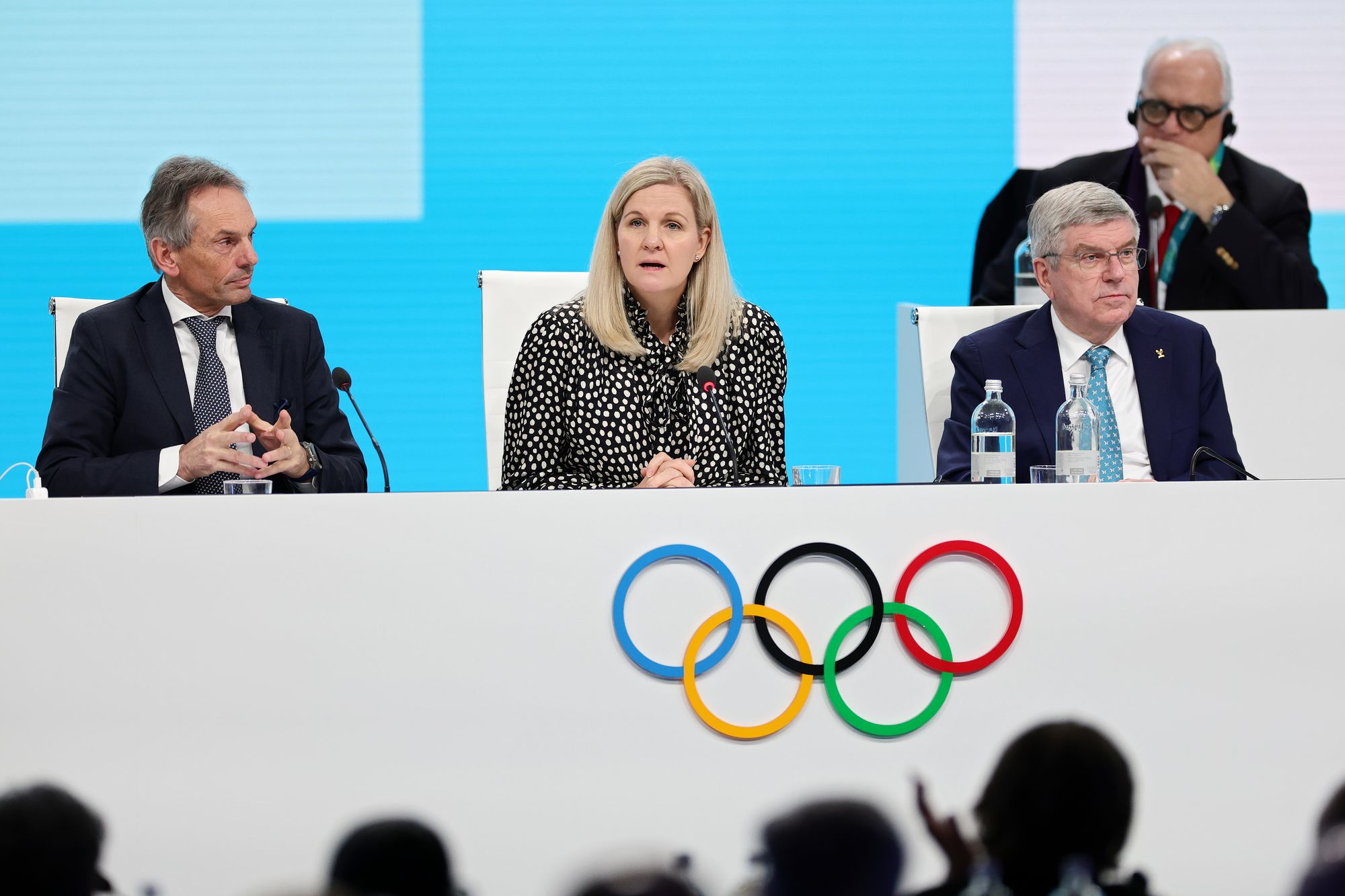 Coventry would not be drawn into political questions during an IOC press conference ahead of the Winter Olympics opening ceremony