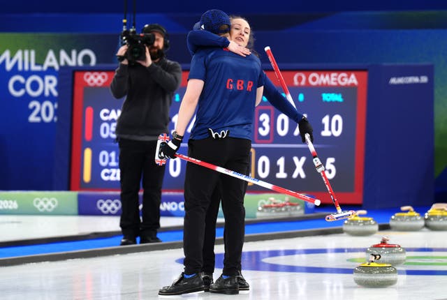<p>Team GB's Bruce Mouat and Jennifer Dodds won their opening curling match at the Winter Olympics</p>