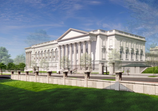 <p>A rendering of President Donald Trump's 'New East Wing' at the White House, including his nearly 90,000 square foot ballroom</p>